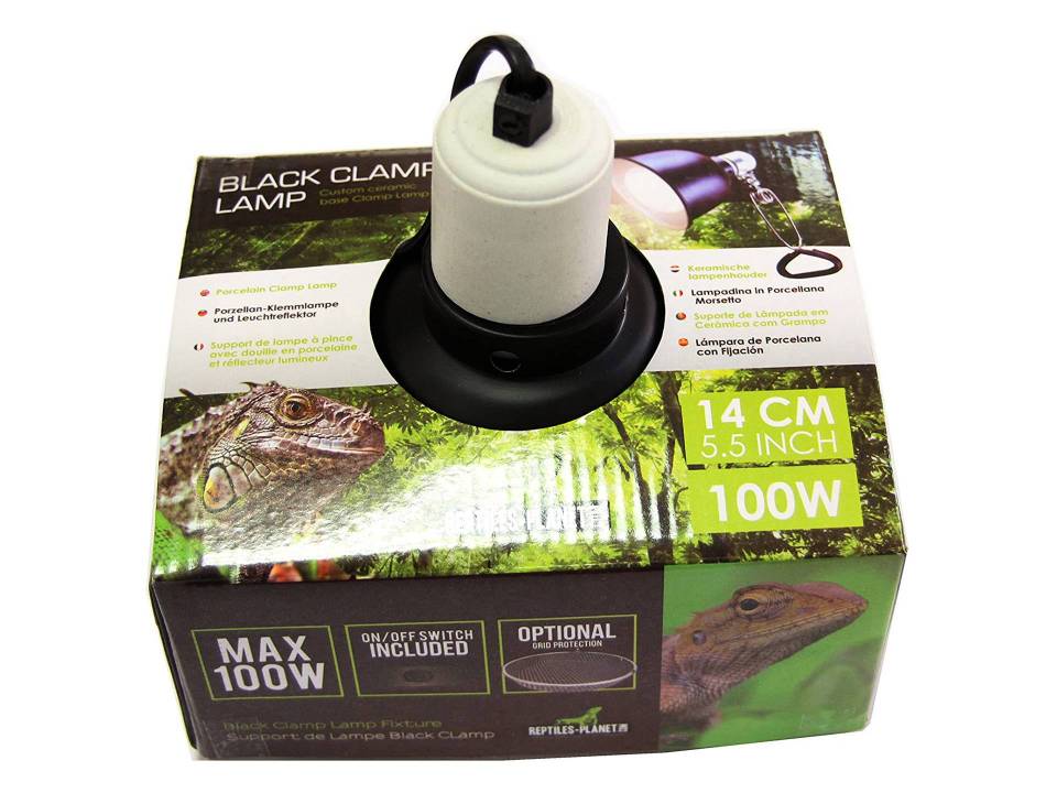 Support ampoule terrarium 14 cm Reptiles Planet Black Clamp